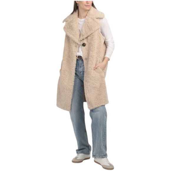 SAM EDELMAN Long Vest With Button Closure - Picture 1 of 2